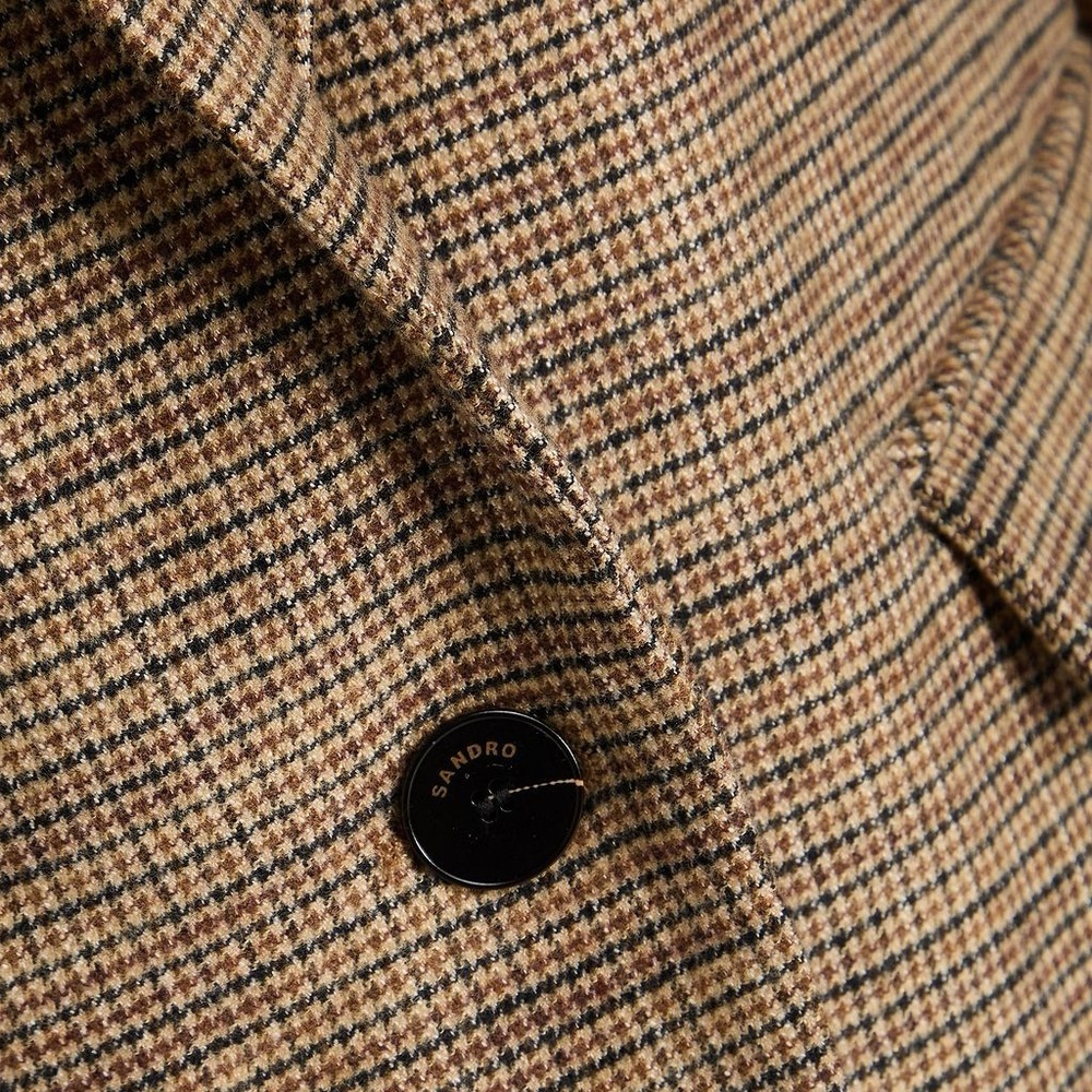 Sandro Beige Brown Houndstooth Blazer - Picture 5 of 8